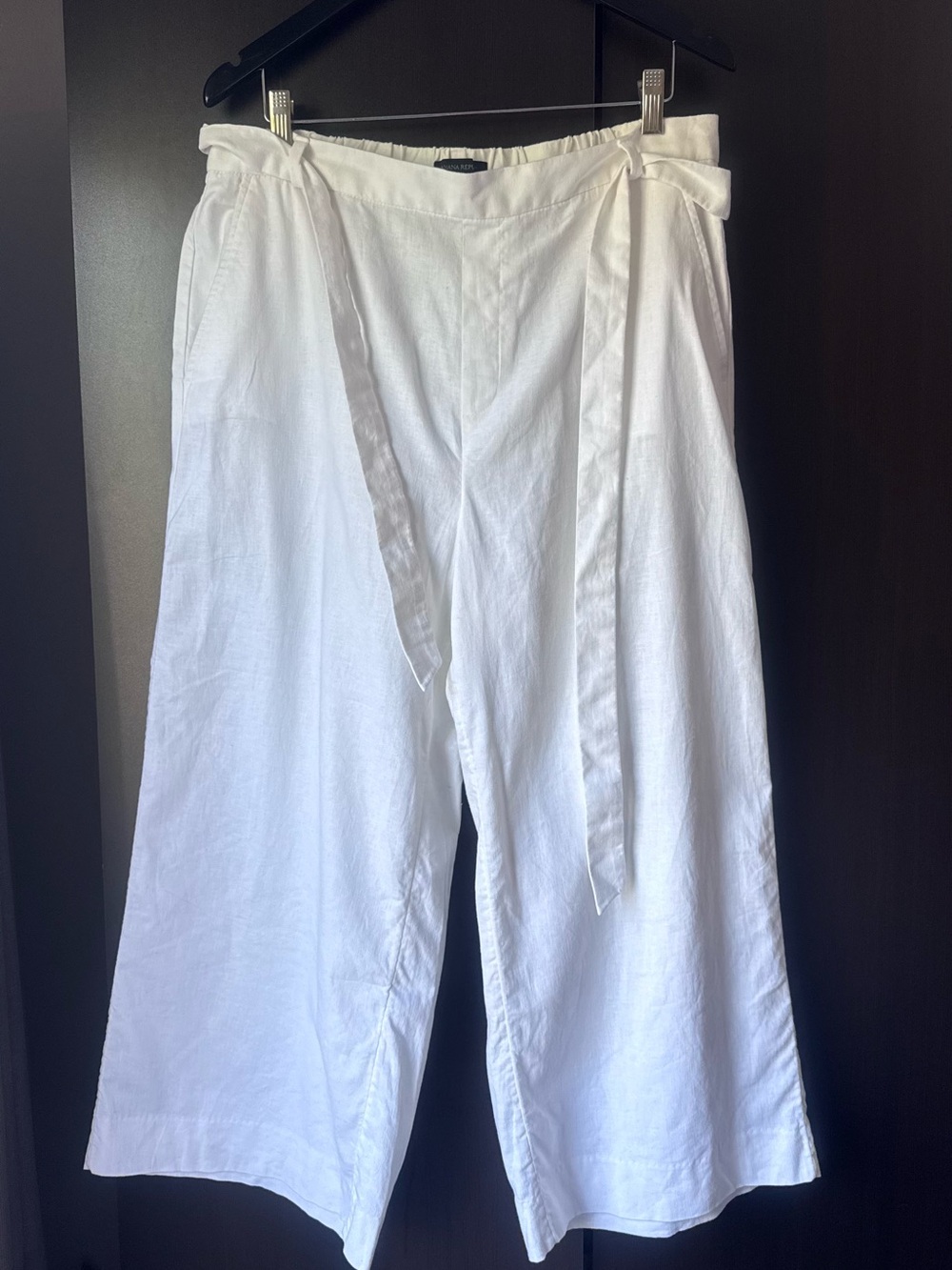 Banana Republic White Linen Blend Cropped Wide Leg Pants 14